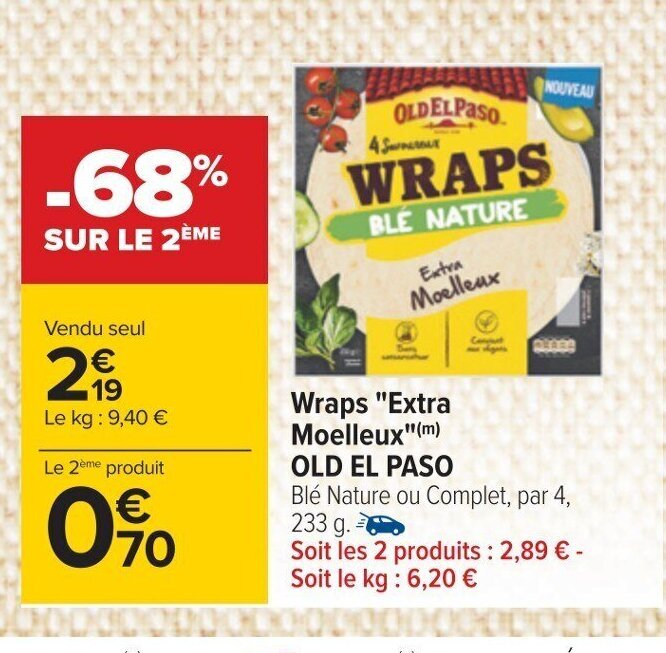 Promo Wraps "Extra Moelleux"(m) OLD EL PASO chez Carrefour
