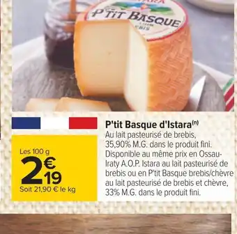 Carrefour P'tit Basque d'Istara offre