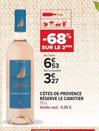 Carrefour CÔTES-DE-PROVENCE RÉSERVE LE CANOTIER offre