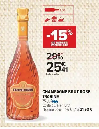 Carrefour CHAMPAGNE BRUT ROSE TSARINE offre