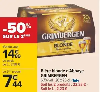 Carrefour Bière blonde d'Abbaye GRIMBERGEN offre