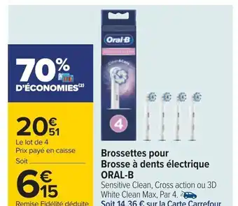Carrefour Brossettes pour Brosse à dents électrique ORAL-B offre