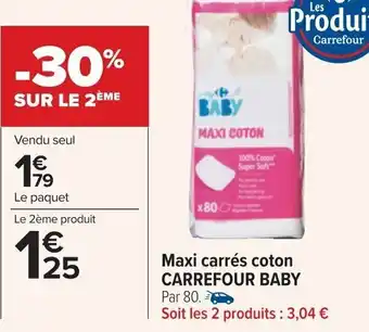 Carrefour Maxi carrés coton CARREFOUR BABY Par 80. offre