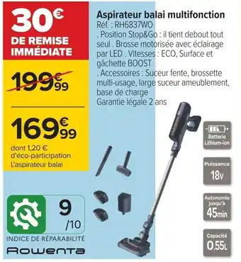 Aspirateur balai multifonction Réf. : RH6837WO