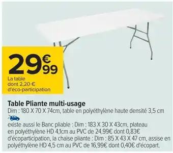 Carrefour Table Pliante multi-usage offre