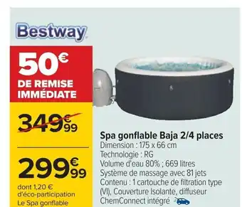 Carrefour Spa gonflable Baja 2/4 places offre
