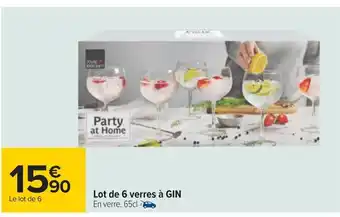 Carrefour Lot de 6 verres à GIN En verre. 65cl offre