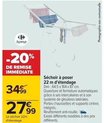 Carrefour Séchoir à poser 22 m d'étendage offre