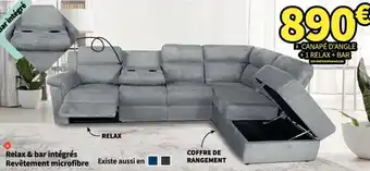 Conforama CANAPÉ D'ANGLE +1 RELAX + BAR offre