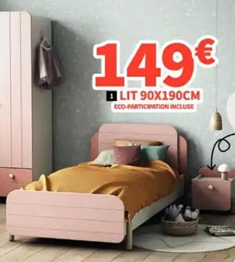LIT 90X190CM ECO-PARTICIPATION INCLUSE