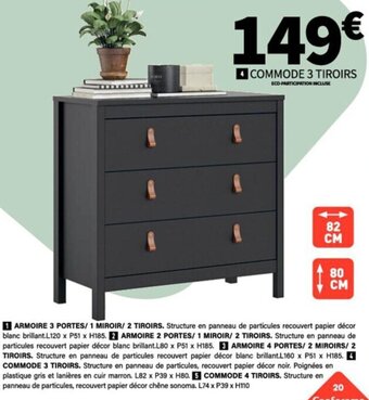 Conforama COMMODE 3 TIROIRS offre