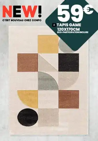 Conforama TAPIS GAME 120X170CM ECO-PARTICIPATION INCLUSE offre
