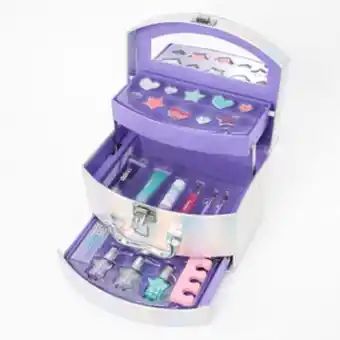 Claire's Palette compacte de maquillage de voyage couleur argentée arc-en-ciel de grande taille offre