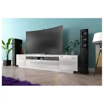 Rue du commerce Meuble tv kush blanc mat 200 cm avec portes laquées offre