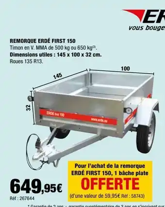 Autobacs Remorque erde first 150 offre