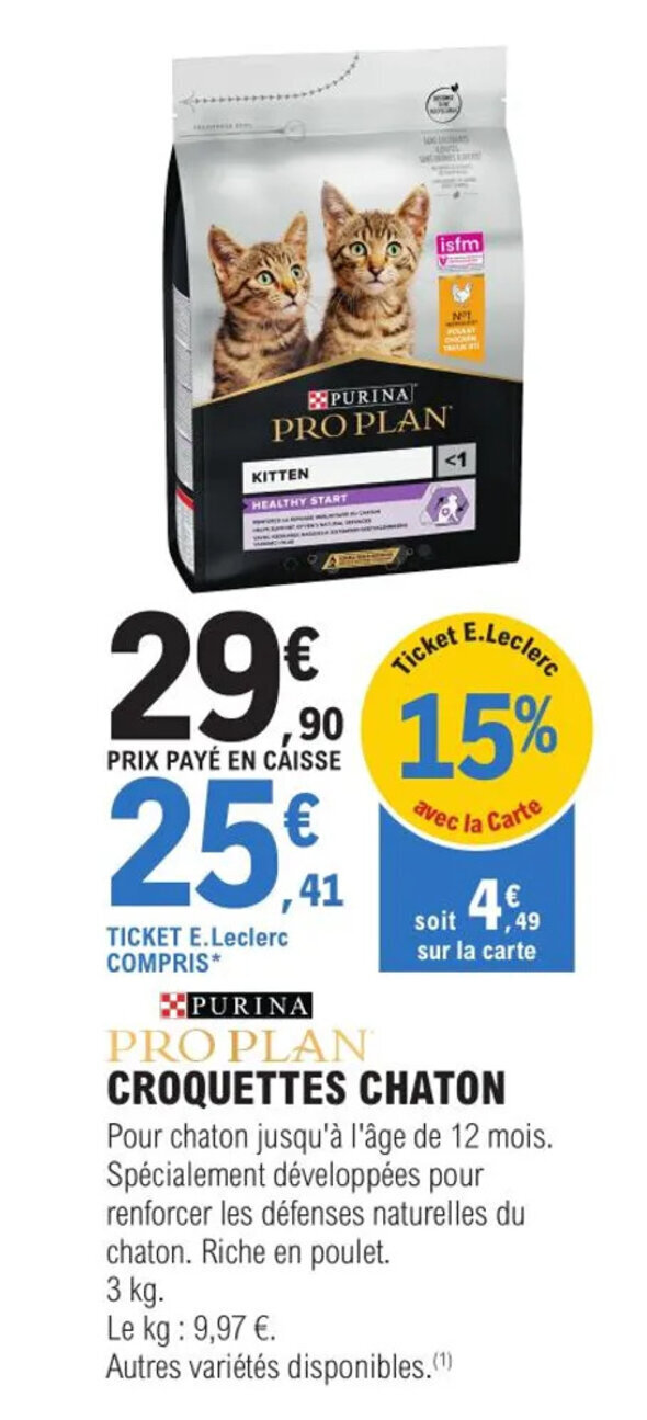 Promo CROQUETTES CHATON chez E.Leclerc Nos Animeux