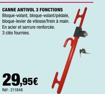 Autobacs Canne antivol 3 fonctions offre