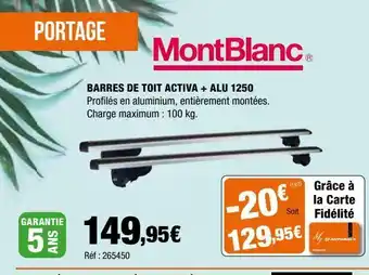 Autobacs Barres de toit activa + alu 1250 offre