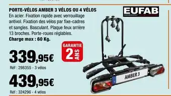 Autobacs Porte-velos amber 3 velos ou 4 velos offre
