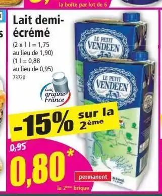 Norma Lait demi-écrémé offre