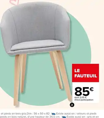 Carrefour a./ Fauteuil gris en velours offre