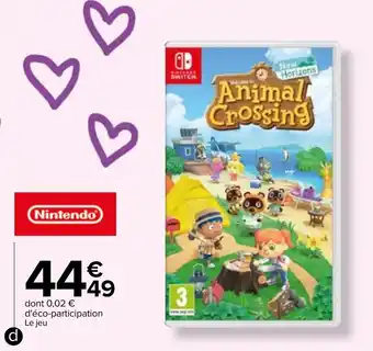 Carrefour Jeu "Animal Crossing: New Horizons" pour Nintendo Switch offre