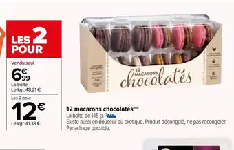 Carrefour 12 macarons chocolatés(m) offre