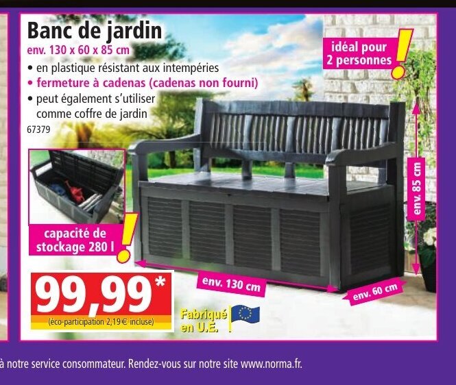 Norma Banc de jardin offre