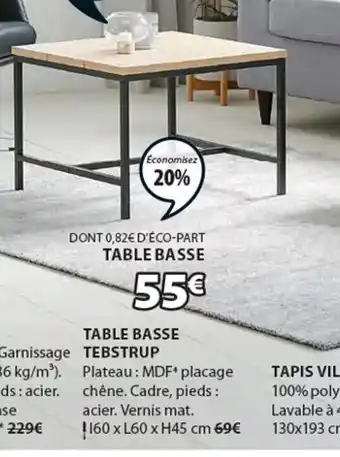 JYSK TABLE BASSE TEBSTRUP offre