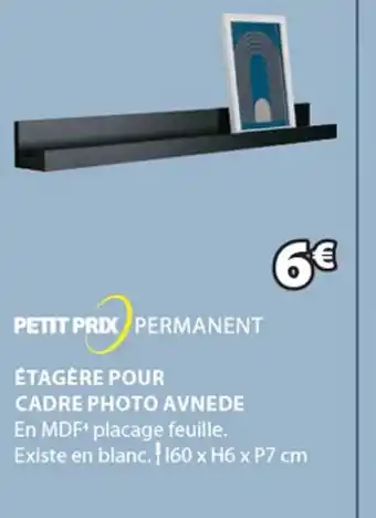 JYSK ÉTAGÈRE POUR CADRE PHOTO AVNEDE En MDF* placage feuille. Existe en blanc. 160 x H6 x P7 cm offre