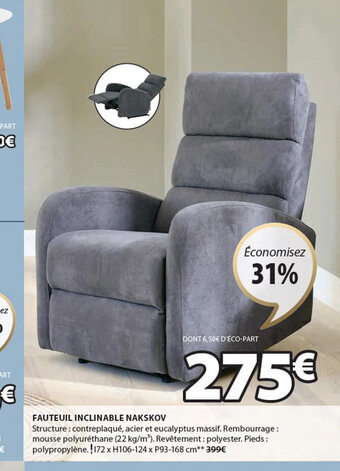 JYSK FAUTEUIL INCLINABLE NAKSKOV offre