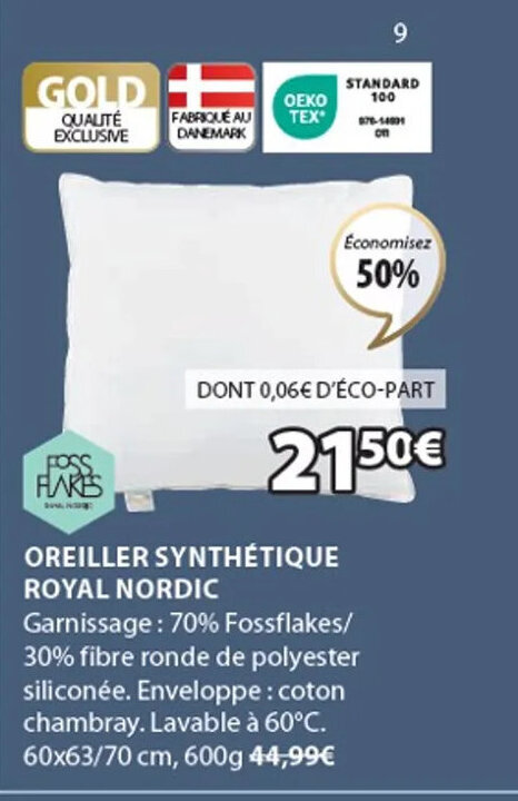 JYSK OREILLER SYNTHÉTIQUE ROYAL NORDIC offre