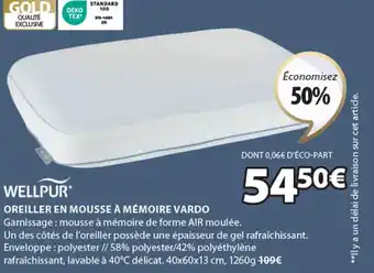 JYSK OREILLER EN MOUSSE À MÉMOIRE VARDO offre