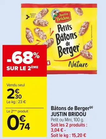 Carrefour Market Justin bridou bâtons de berger offre