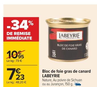 Carrefour Labeyrie bloc de foie gras de canard offre