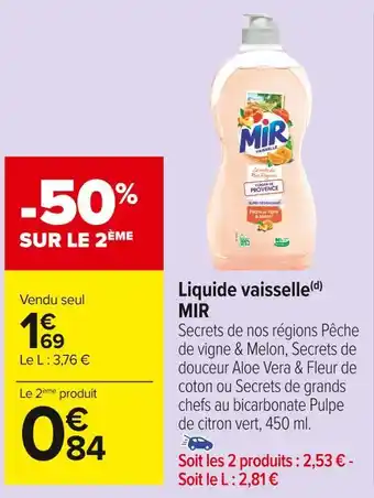 Carrefour Market Mir liquide vaisselle(d) offre