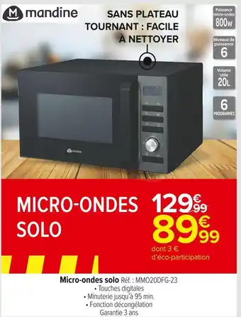 Mandine micro-ondes solo