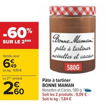 Carrefour Bonne maman pâte à tartiner offre