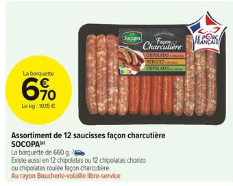 Carrefour Market Socopa assortiment de 12 saucisses façon charcutière offre