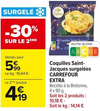 Carrefour Market Carrefour extra coquilles saint-jacques surgelées offre