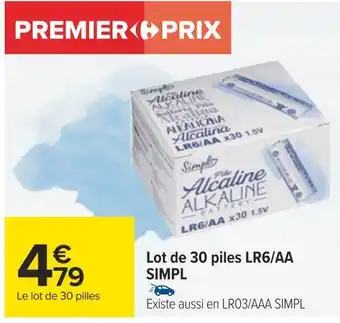 Carrefour Lot de 30 piles lr6/aa simpl offre