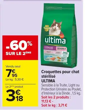 Ultima croquettes pour chat stérilisé