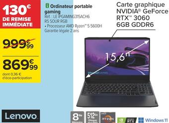 Carrefour Lenovo ordinateur portable gaming offre