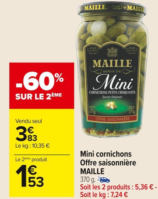Promo Maille mini cornichons offre saisonnière chez Carrefour Market