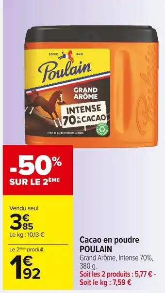 Carrefour Market Poulain cacao en poudre offre