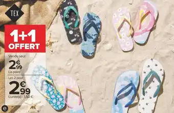 Carrefour Tex tong imprimée enfant ou adulte offre