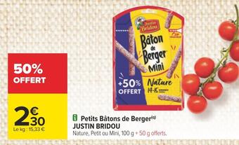 Carrefour Justin bridou petits bâtons de berger offre