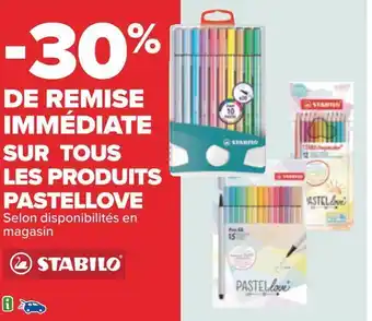 Carrefour Stabilo -30% de remise immédiate sur tous les produits pastellove stabilo offre