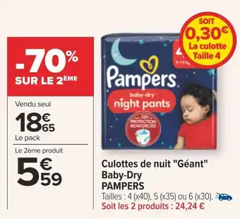 Pampers culottes de nuit géant baby-dry
