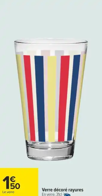 Carrefour Verre décoré rayures offre